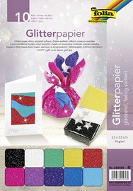 folia Glitterpapier, 170 g/qm, 240 x 340 mm, farbig sortiert