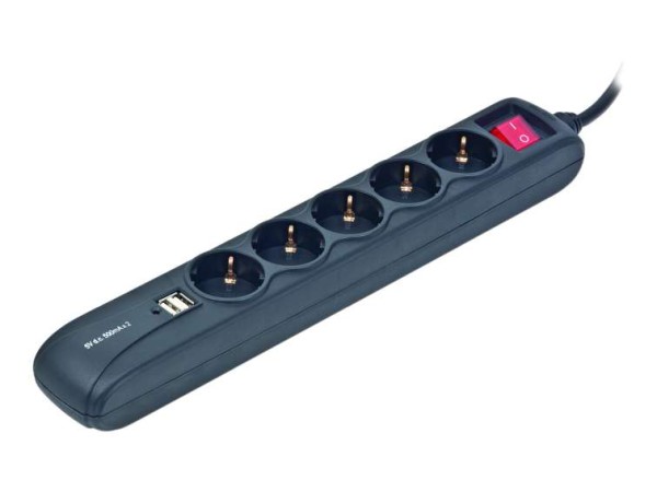 GEMBIRD Steckdosenleiste 5fach Ü-Schutz/2 USB Ladebuchsen SPG5-U2-5 SPG5-U2-5