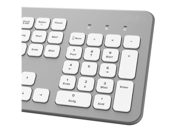 HAMA HAMA KW-700 Kabellos, Funk Tastatur Deutsch, QWERTZ Silber/Weiß