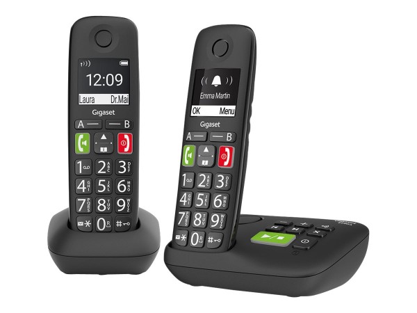 GIGASET E290A Duo schwarz schnurlos analog DECT Grosstaste 2 Mobilteile Anrufbeantworter
