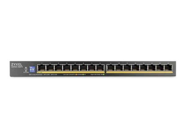 ZYXEL 16-Port Gigabit Unmanaged Switch Slimline mit 135W PoE GS1100-16EPS-EU0101F