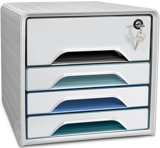 CEP Schubladenbox Smoove SECURE Riviera, 4 Schübe, weiß/blau