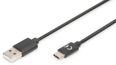 DIGITUS USB 2.0 Anschlusskabel, USB-C - USB-A, 1,8 m