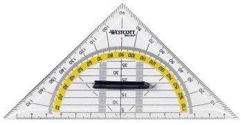 WESTCOTT Geodreieck, Hypotenuse: 140 mm, mit Griff