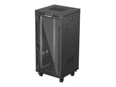LANBERG 19" 24U 600x600 freist. LCD Glastür V2 (FlatPack) sw FF01-6624-12BL
