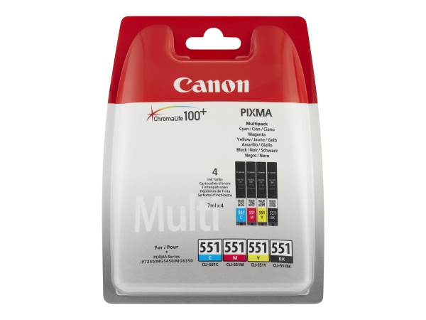 CANON CANON CLI 551 C/M/Y/BK Multipack 4er Pack Schwarz, Gelb, Cyan, Magenta Tintenbehälter