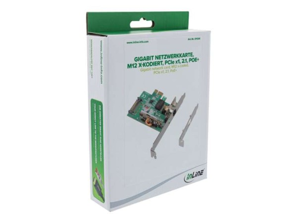 INLINE Gigabit Netzwerkkarte - M12 x-kodiert - PCIe x1 - 2.1 - PoE+ (51124I 51124I