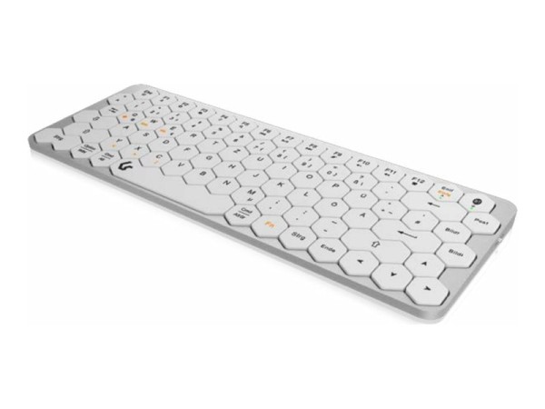 KEYSONIC KEYSONIC Mini Tastatur mit wabenförmigen Tasten Multimediatasten Aluminium Silber/Weiß