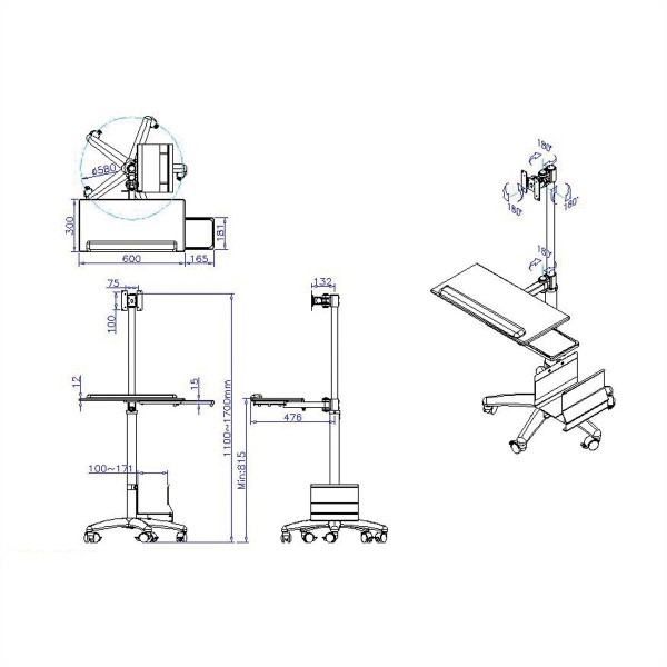 VALUE PC/LCD-Rollständer 180cm 17.99.1174
