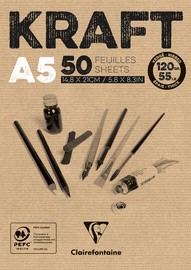 Clairefontaine Zeichenpapierblock "KRAFT", DIN A5, 120 g/qm