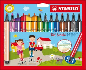 STABILO Fasermaler Trio Scribbi, 8er Karton-Etui