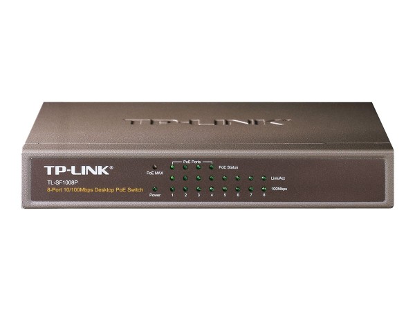 TP-LINK 8-Port 10/100 Mbps Desktop Switch with 4-Port PoE 57 W PoE Power, D TL-SF1008P
