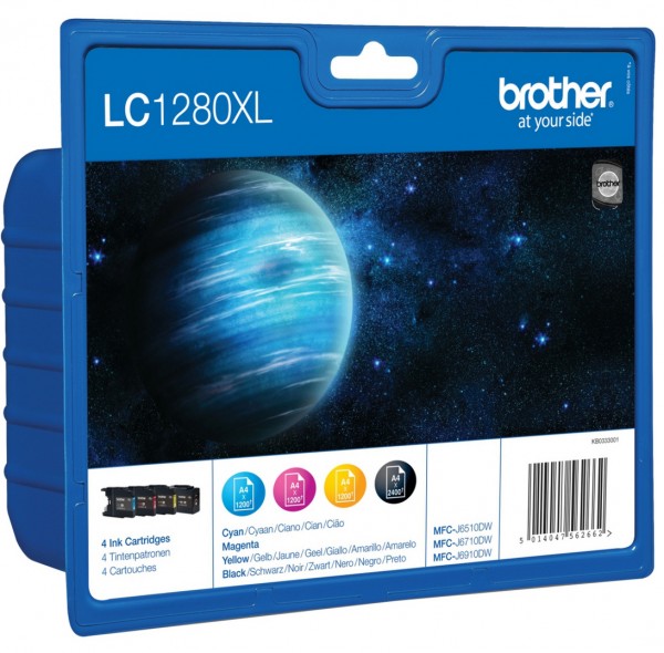 BROTHER LC1280XL Value Pack 4er Pack Schwarz, Gelb, Cyan, Magenta Tintenpat LC1280XLVALBPDR