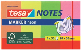 tesa Marker Notes Haftmarker, Neonfarben, 50 x 20 mm