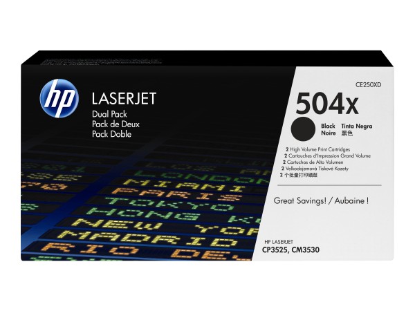 HP 504X 2er Pack Schwarz LaserJet Tonerpatrone (CE250XD) CE250XD