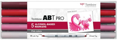 Tombow Marker ABT PRO, alkoholbasiert, 5er Set Pink Colors