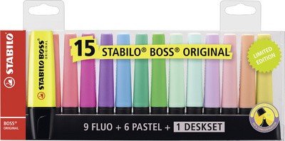 STABILO Textmarker BOSS ORIGINAL, 15er Tischset