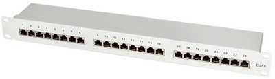 LogiLink 19" Patch Panel Kat.6 EconLine, 16 Ports, lichtgrau