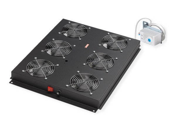 ROLINE 48,26cm 19Zoll Dachluftereinheit 6 Lufter Thermostat schwarz 26.21.0109