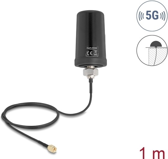 DELOCK DELOCK 5G LTE GNSS WiFi 6 Antenne SMA Stecker 1,1 - 4,0 dBi omnidirektional mit Anschlusskabel ULA10