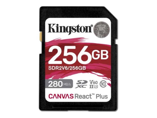 KINGSTON Canvas React Plus SDXC UHS-II 280R/150W U3 V60 for Full HD/4K 256G SDR2V6/256GB