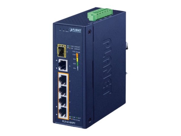 PLANET TECHNOLOGY IP40 Industrial 4P 10/100/1000 IGS-614HPT