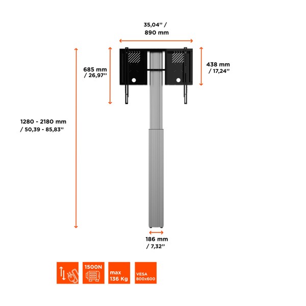 CELEXON CELEXON Expert elektrisch höhenverstellbarer Display-Ständer Adjust-4286WS mit Wandbefestigung - 9