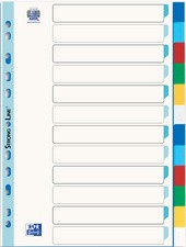 Oxford Kunststoff-Register, blanko, farbig, A4, 12-teilig