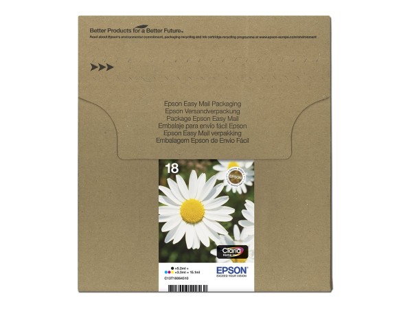 EPSON T1806 Easy Mail Packaging 4er Pack Schwarz, Gelb, Cyan, Magenta Tinte C13T18064511
