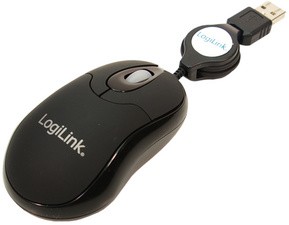 LogiLink Optische Mini Notebook Maus mit Kabeleinzug