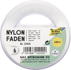 folia Nylonfaden auf Spule, 0,5 mm x 100 m, transparent