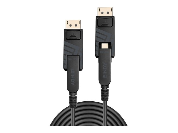 LINDY 100m Fibre Optic Hybrid DisplayPort 1.4 Cable mDP/mDP with DP adapter 38486