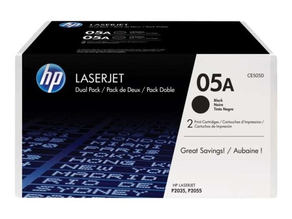 HP 05A 2er Pack Schwarz LaserJet Tonerpatrone (CE505D) CE505D