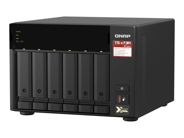 QNAP 6-bay NAS AMD Ryzen Embedded V1500B 2.2GHz 8GB 6xSATA 6Gb/s bays 2xM.2 TS-673A-8G