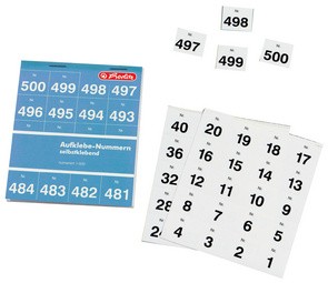 herlitz Aufklebenummern, selbstklebend, Nummern 1-500