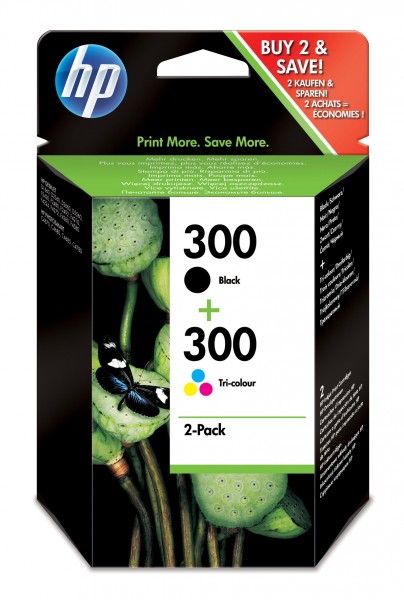 HP 300 2er-Pack Schwarz/Cyan/Magenta/Gelb Original Tintenpatronen