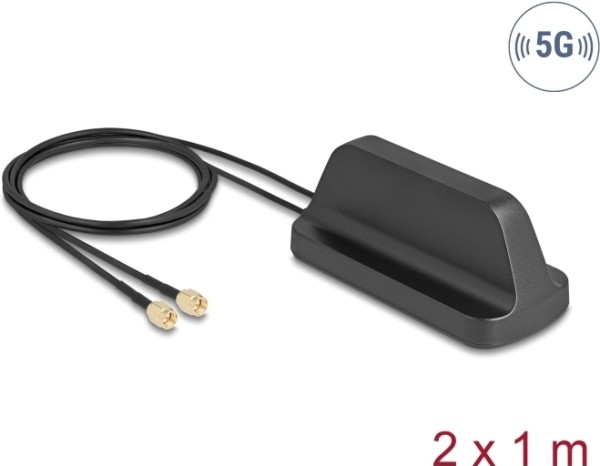 DELOCK DELOCK 5G LTE GNSS WiFi 6 MIMO Antenne 2 x SMA Stecker 2,1 - 3,0 dBi omnidirektional