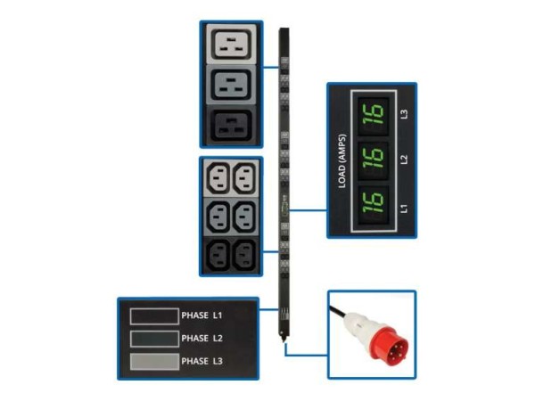 EATON 11,5kW 3-Phase Local Metered PDU, 208-240V PDU3XMV6G20