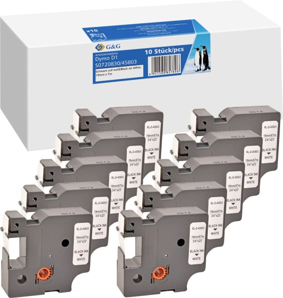 G&G G&G Schriftband Bandfarbe Weiß Schriftfarbe Schwarz 19 mm 7 m