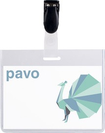 pavo Namensschild, oben geschlossen, mit Clip, 60 x 90 mm