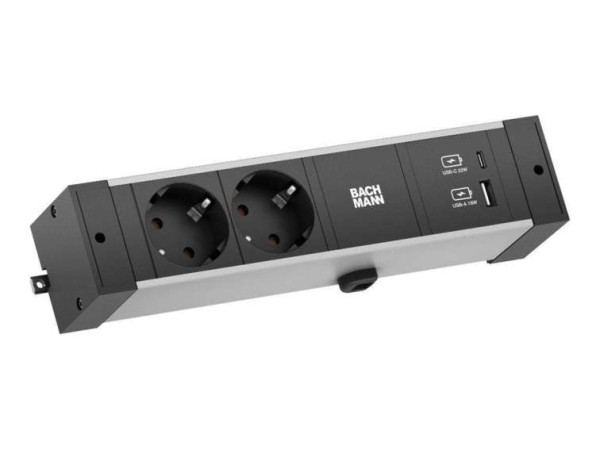 BACHMANN DESK RAIL 2xCEE7/3 941.301 1xUSB A&C 22W 2,0m GST18 941.301