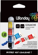 Wonday Gouachefarbe 12 ml, farbig sortiert, 5er Etui