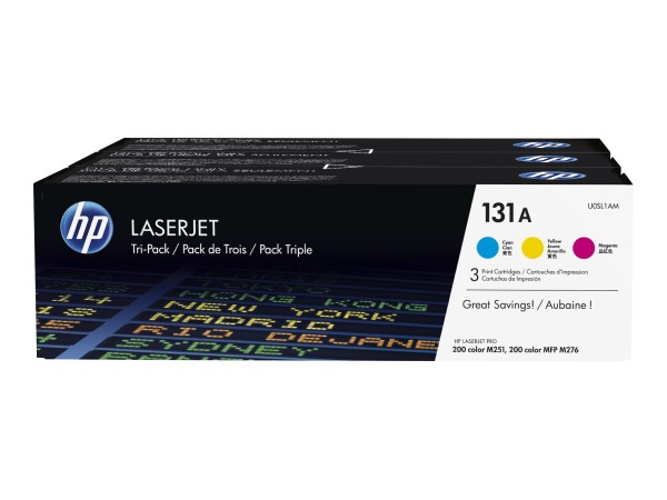HP HP 131A 3er Pack Gelb, Cyan, Magenta LaserJet Tonerpatrone (U0SL1AM)