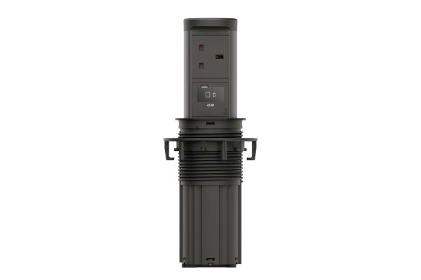 BACHMANN ELEVATOR2 1xUK 1xUSB C, Wireless Charger 15W RAL9005 0,5m ISV BM0020537