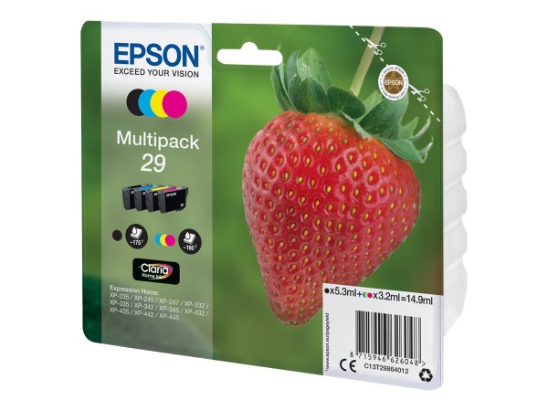 EPSON 29 Multipack 4er Pack Schwarz, Gelb, Cyan, Magenta Tintenpatrone C13T29864012
