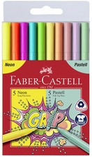 FABER-CASTELL Fasermaler GRIP Neon + Pastell, 10er Etui