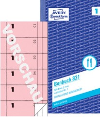 AVERY Zweckform Formularbuch "Bonbuch", 105 x 198 mm, rosa