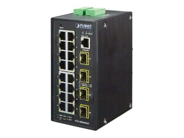 PLANET TECHNOLOGY PLANET Industrial 16-Port 10/100/1000T + 4 100/1000X SFP IGS-20040MT