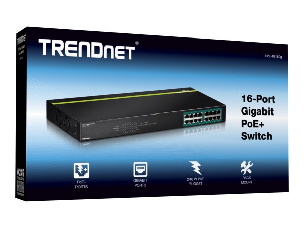 Trendnet 16-Port GREENnet Gigabit PoE+ Switch TPE-TG160G