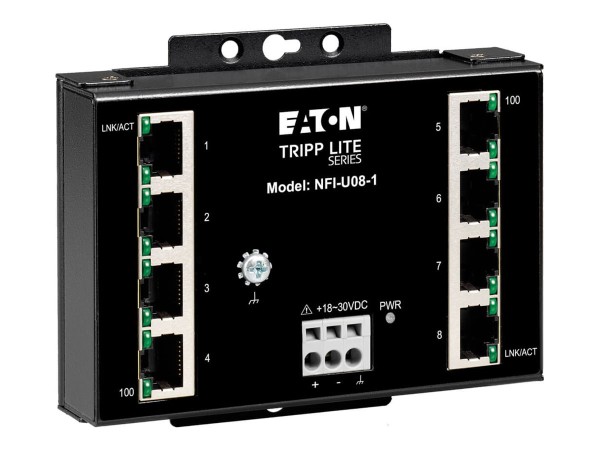 EATON EATON TRIPPLITE 8-Port Unmanaged Fast Industrial Ethernet Switch - 10/100mbps Ruggedized -40 to 75 C